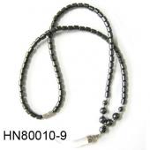 Clear Cat's Eye Opal Beads Pendant Horn Shape with Hematite Beads Strands Necklace